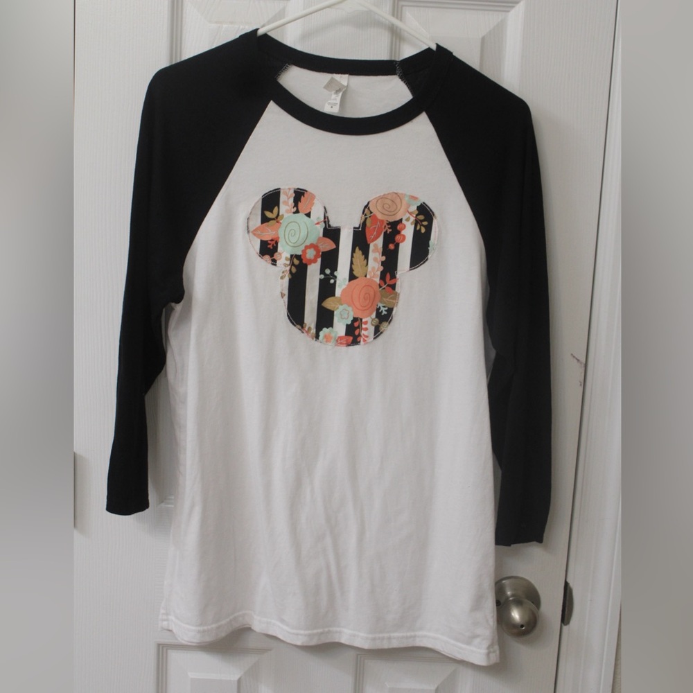 Mickey Mouse Ears Design on Medium baseball shirt 3/4 length sleeves